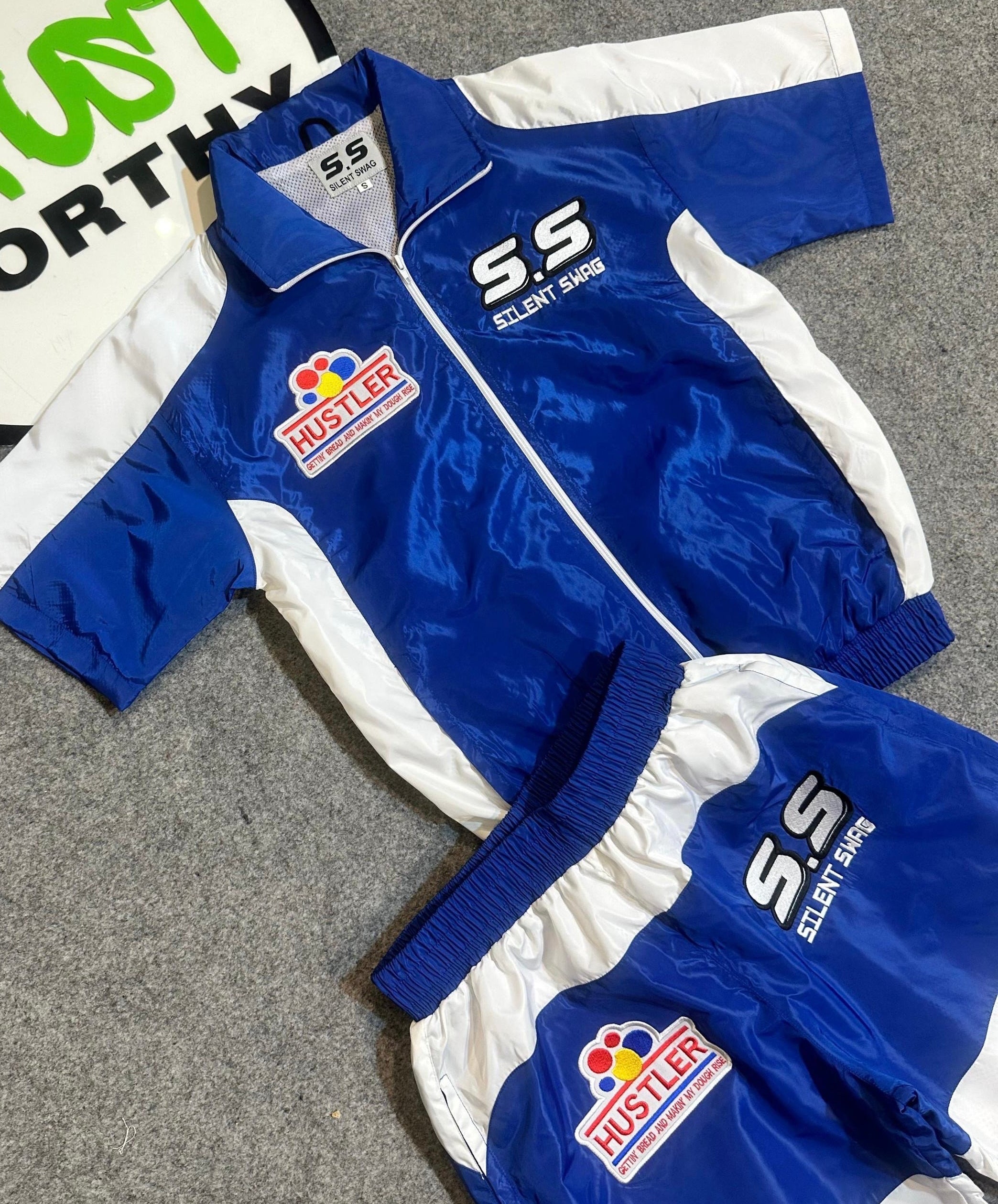 Silent Swag x Hustler Track Set – Blue/White