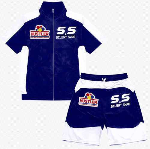 Silent Swag x Hustler Blue/White Track Set – lifestyle shot